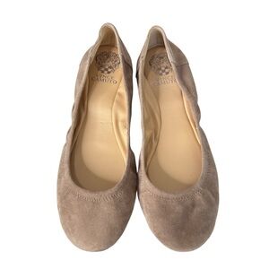 Vince Camuto Ellen Tan Suede Ballet Flats Womens Shoe Sz 9.5 Comfort Memory Foam
